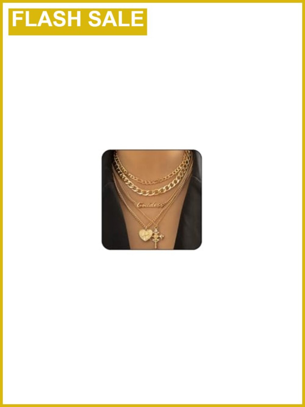 Gold Plated Layered Necklace Set with Cross Heart Coin Cable Chain for Women